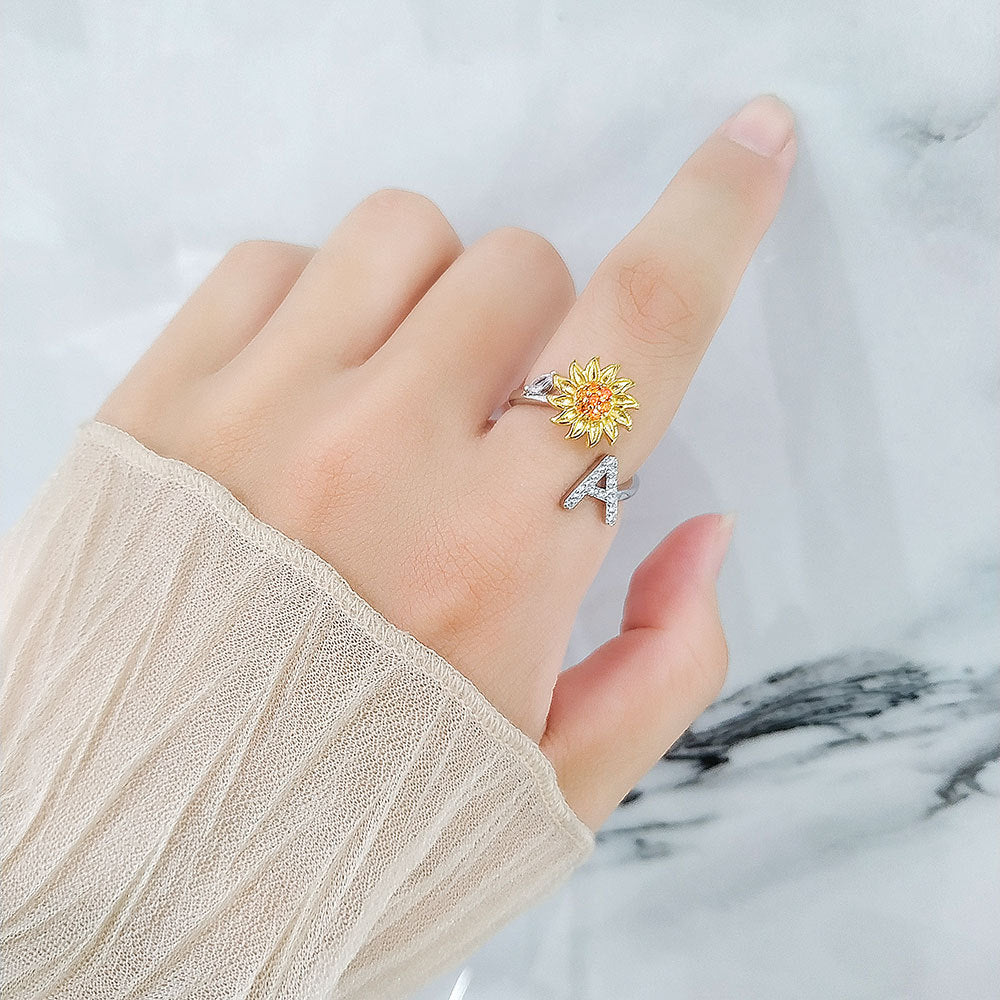 Sunflower Spinning Adjustable Letter Rotating Decompression Rings