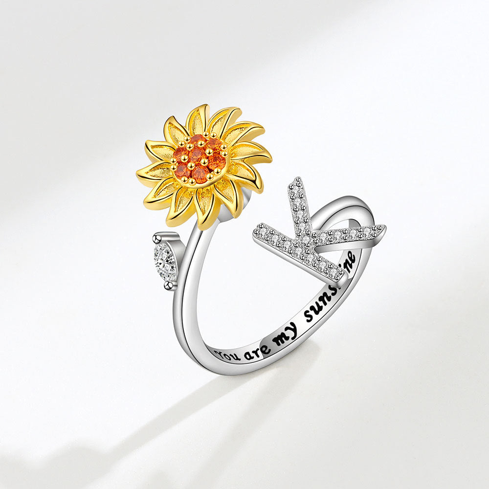 Sunflower Spinning Adjustable Letter Rotating Decompression Rings
