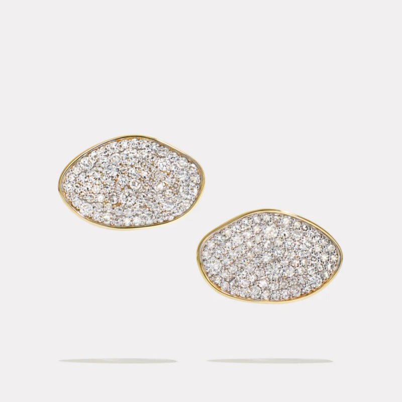 Trendy Oval Metal Inlaid Zircon Classic Earrings