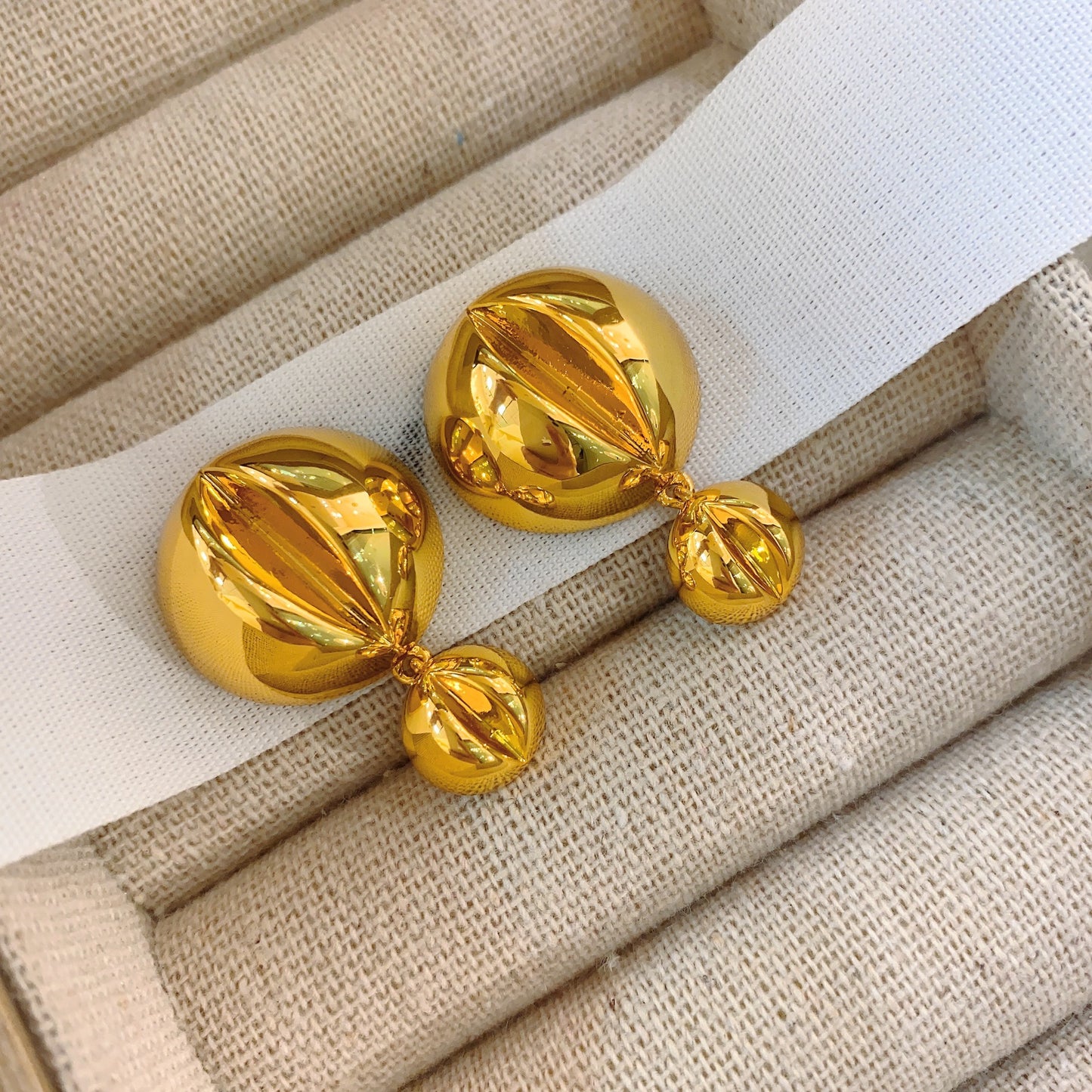 Air Balloon Metal Size Double Bead Female Minority Earrings
