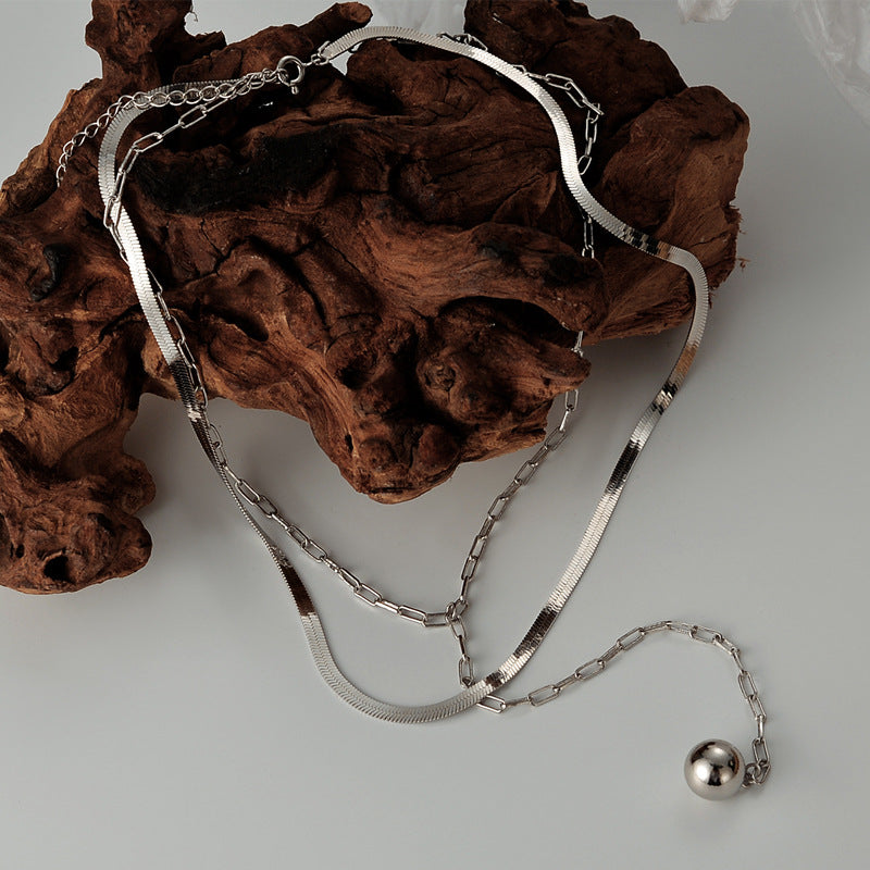 Colliers longs en chaîne à lame Double couche pour femmes, petit argent