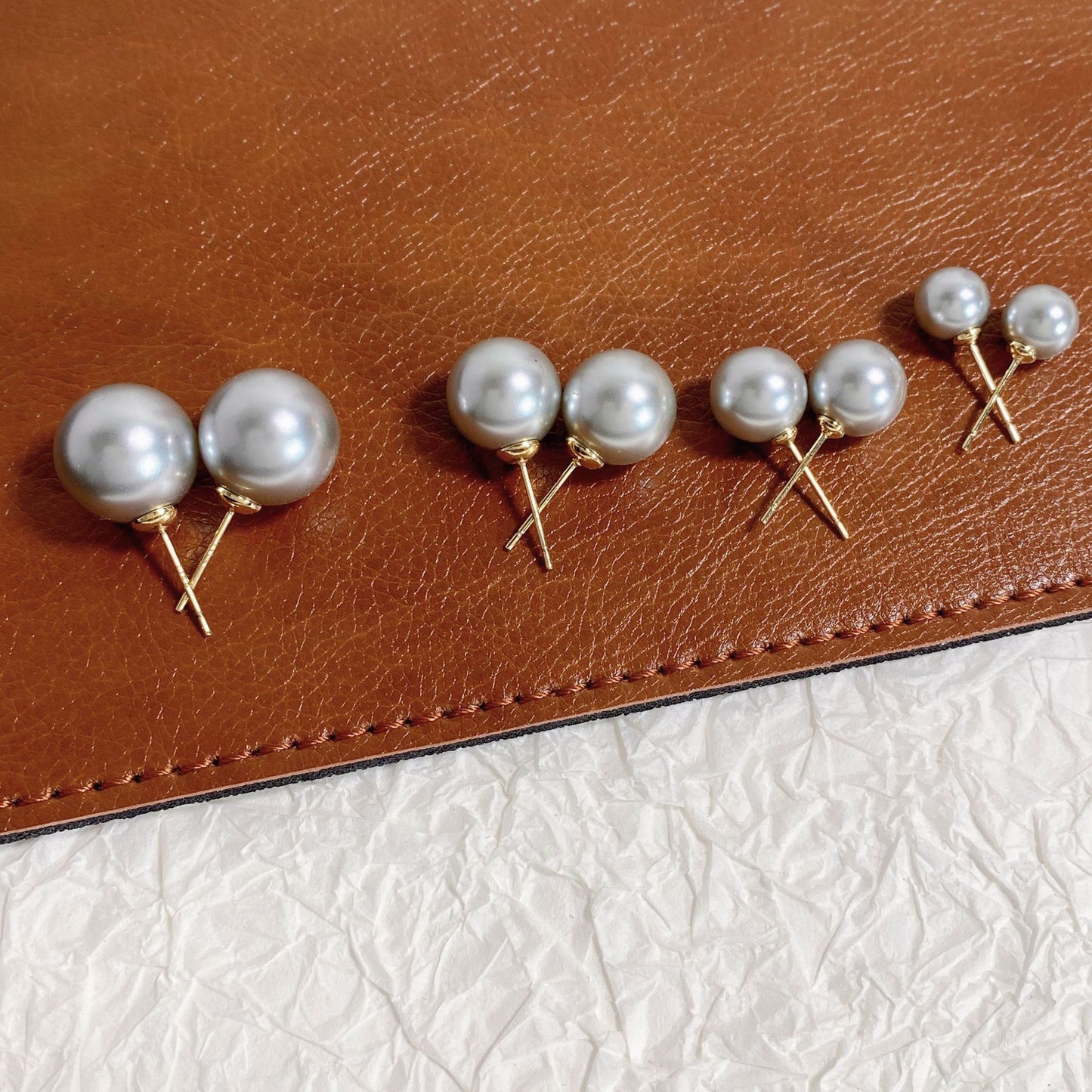 Retro Simple Color Perfect Circle Pearl Sier Earrings
