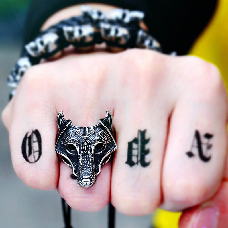 Men's Domineering Hipster Niello Jewelry Viking Obsidian Rings