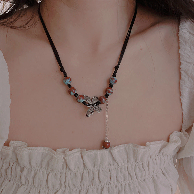 Women's Personality Butterfly Ethnic Graceful National Fashion Red Necklaces