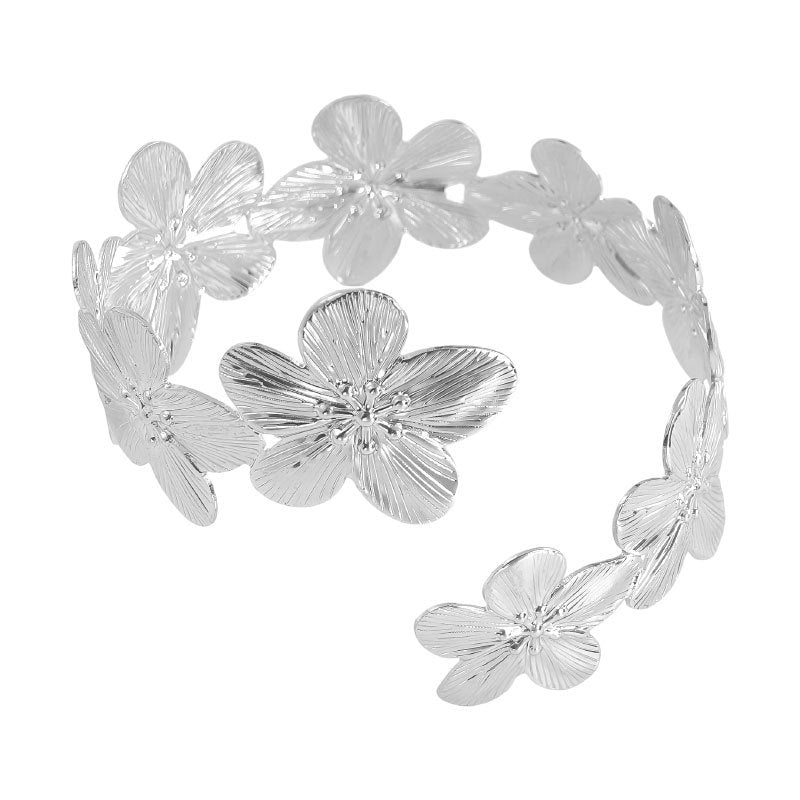 Women's Metal Flower Summer Beach Armband Open Bracelet