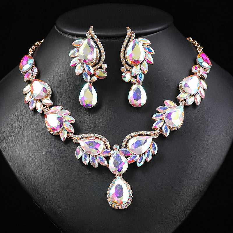 Costume de pierres précieuses multicolores pour femmes, colliers de Banquet de mariée à la mode