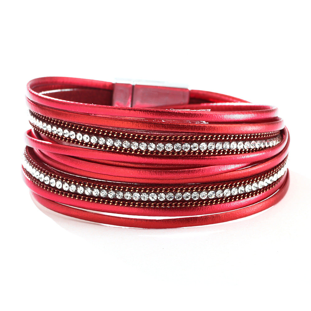Lederfarbene Strass-Mode-heiße einfache Armbänder