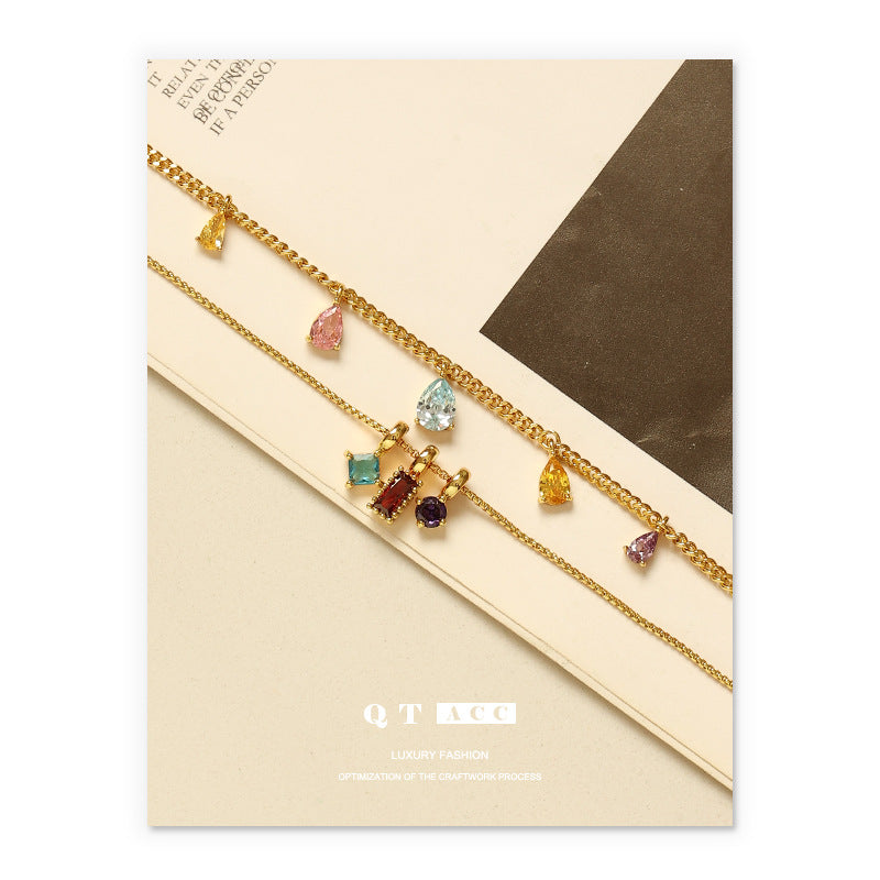 Colliers de cou à pendentif en Zircon de couleur d'été gracieuse pour femmes