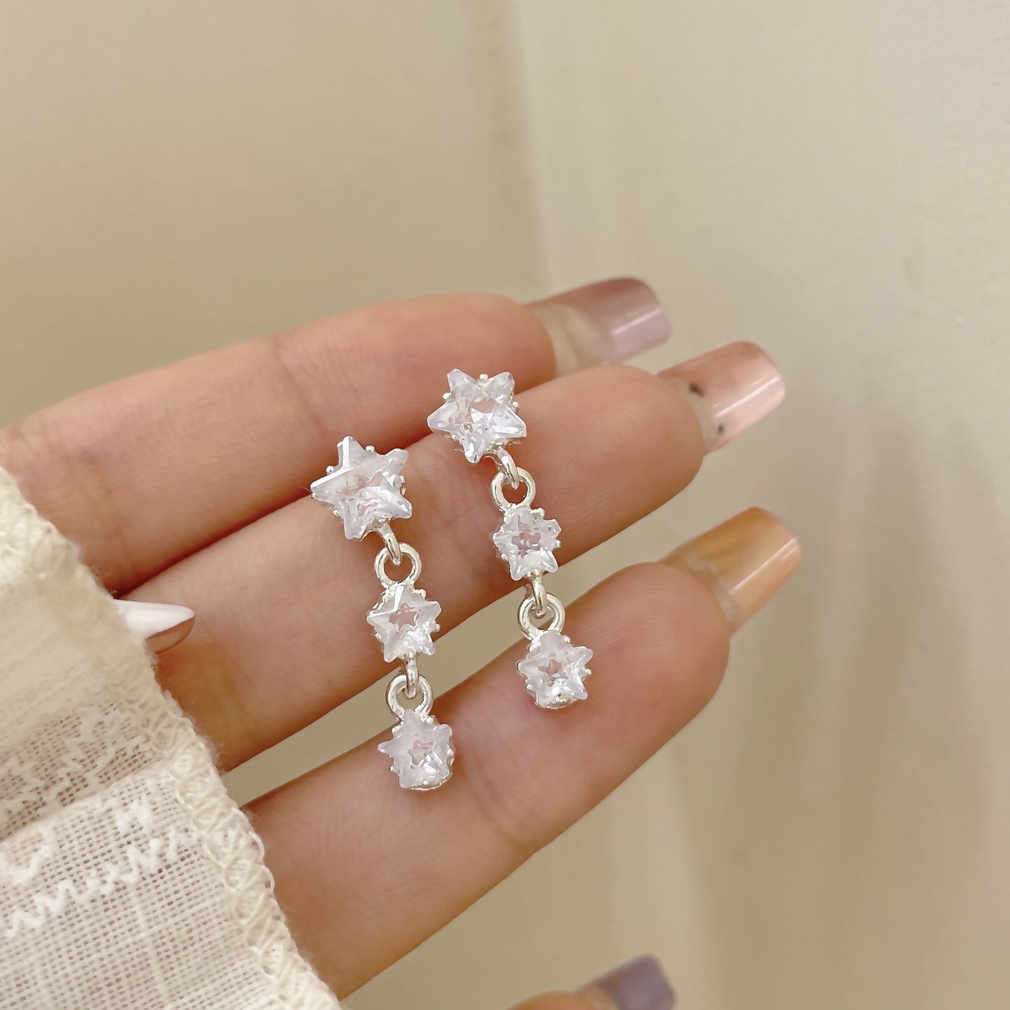 Damen-Ohrringe mit Flash-Zirkon und langer Quaste, liebevolles Herz