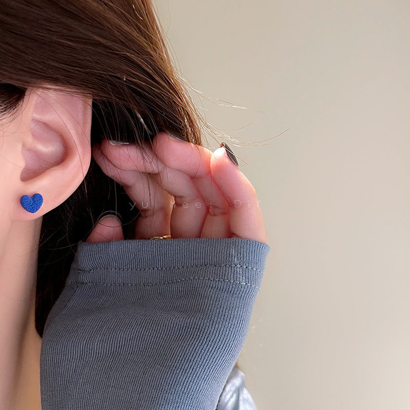 Klein Blue Ear Niche Loving Heart In Sterling Earrings