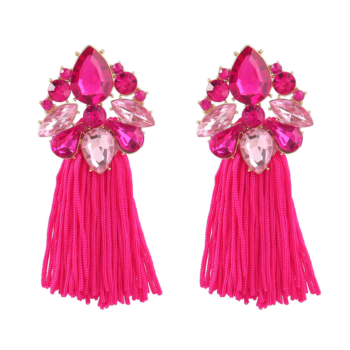 Diamond Flower Tassel Female Bohemian Ethnic Earrings