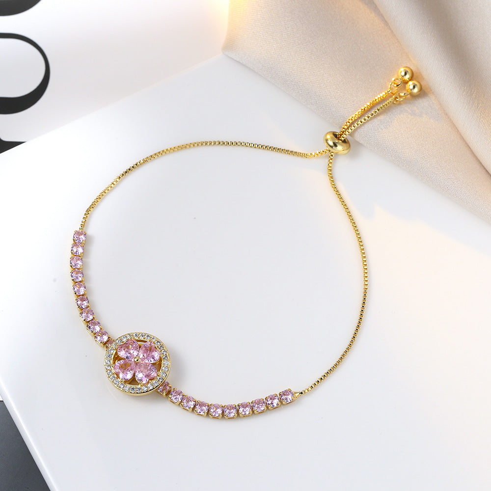 Women's Inlaid Zircon Good Luck Comes Rotating Pendant Necklaces