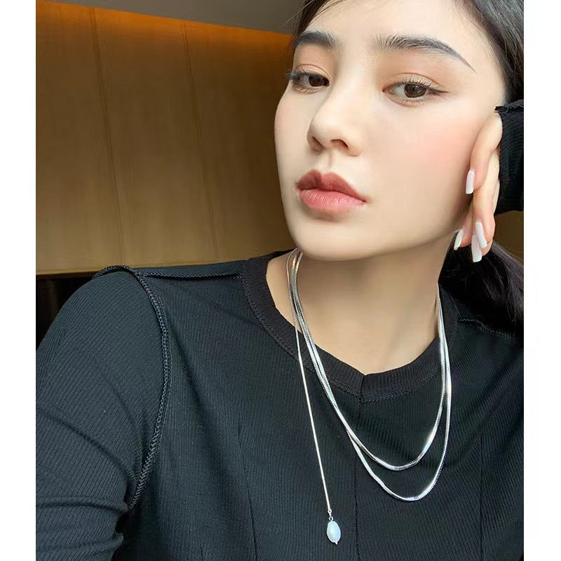 Long Square Snake Bones Chain Gold Necklaces