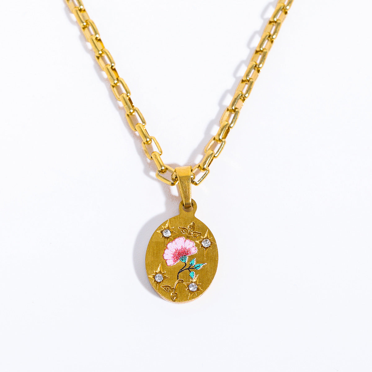 Colliers à pendentif en acier inoxydable de luxe léger peint