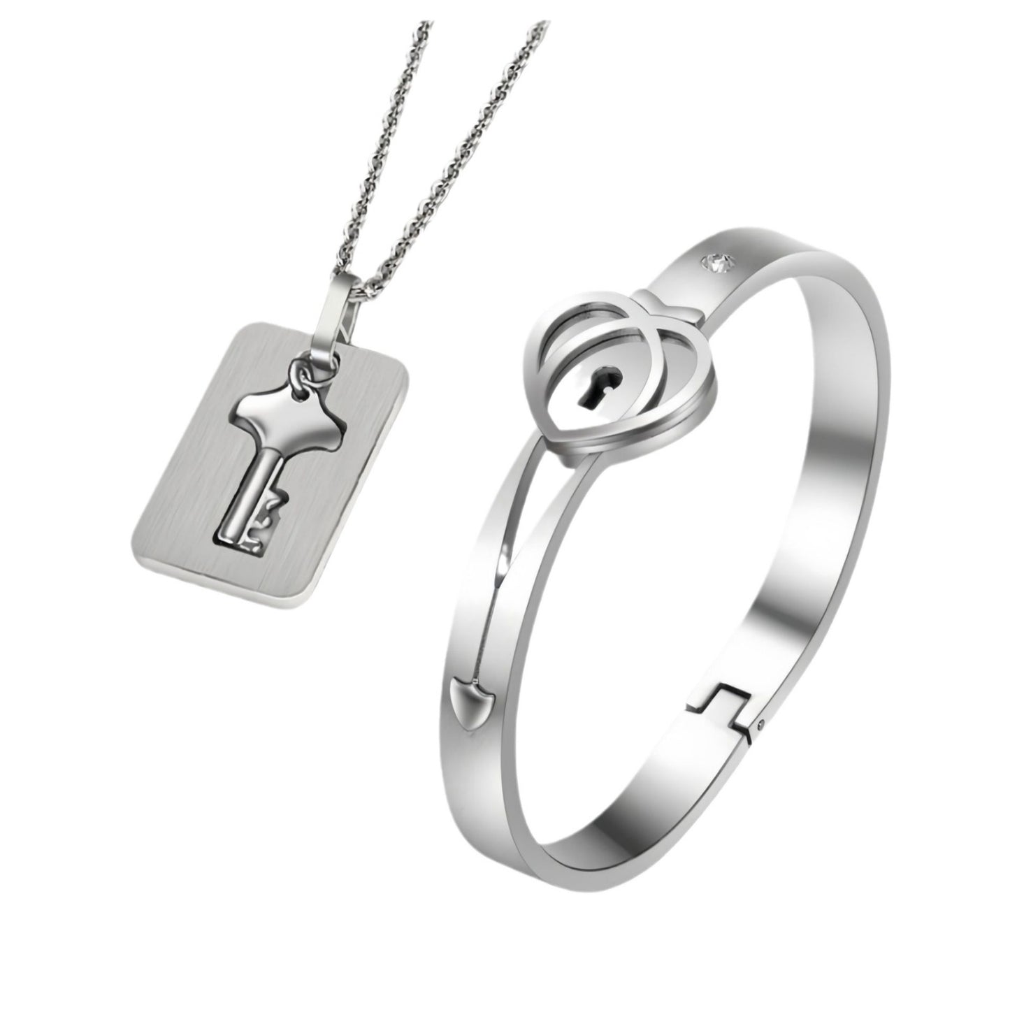 Hot Style Couple Heart Lock Fashion Titanium Bracelets