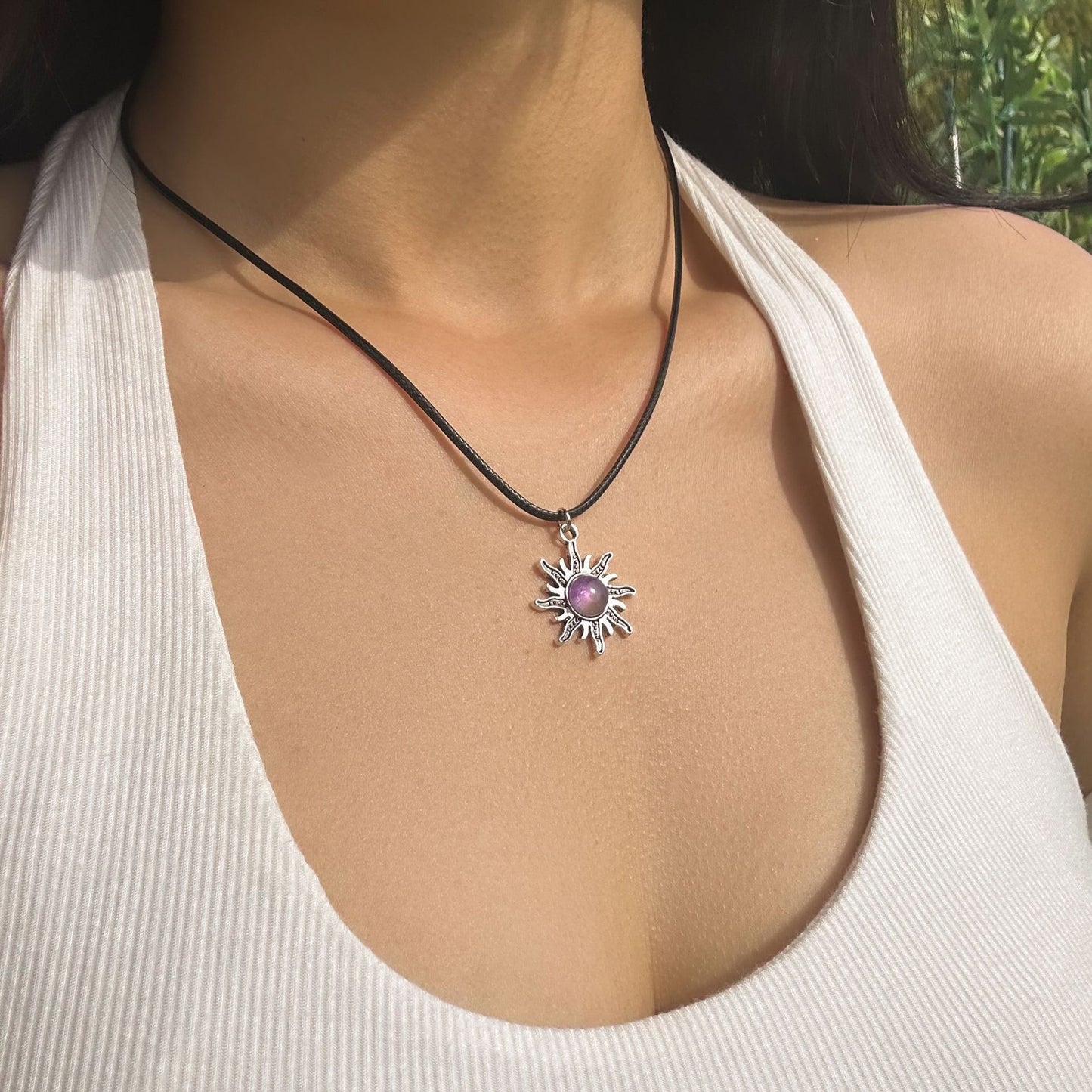 Colliers avec ligne de cire Simple pour femmes, collier solaire Turquoise