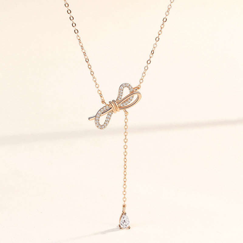 Diamond Bow Tassel Light Luxury Minority Necklaces