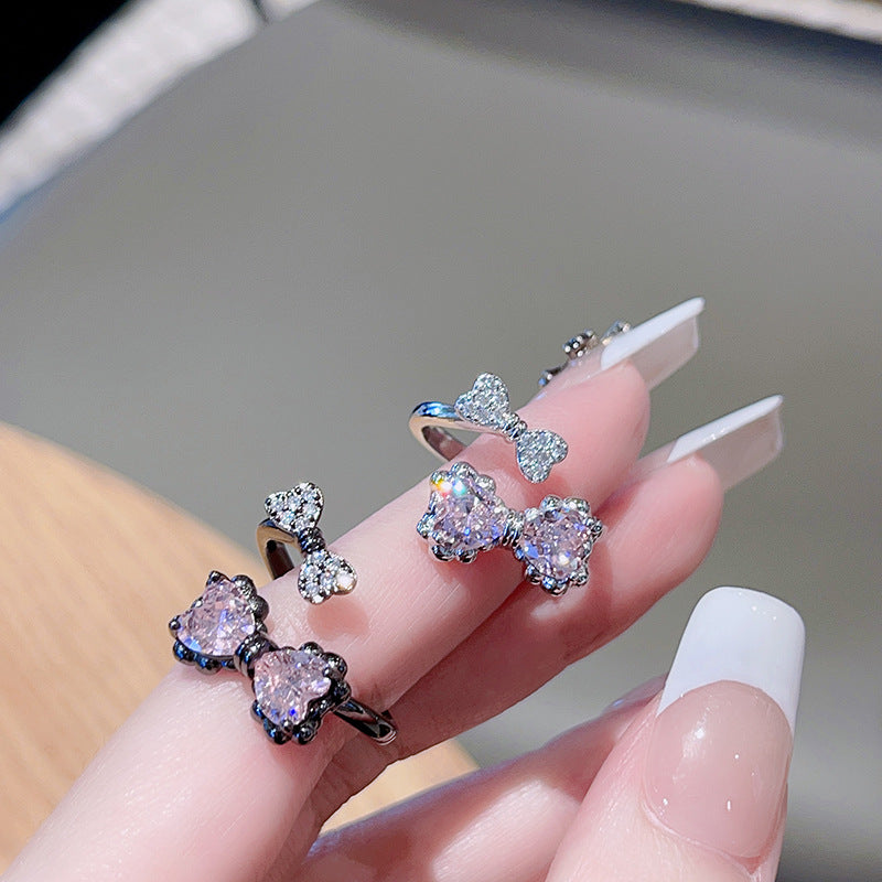 Bow Love Open-End Zirkon Cold Style Persönlichkeit Erschwingliche Ringe