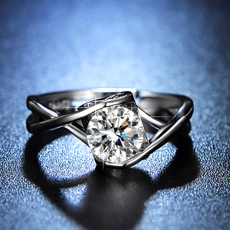 Shining Imitation Moissanite Karat Angel Kiss Simple Rings