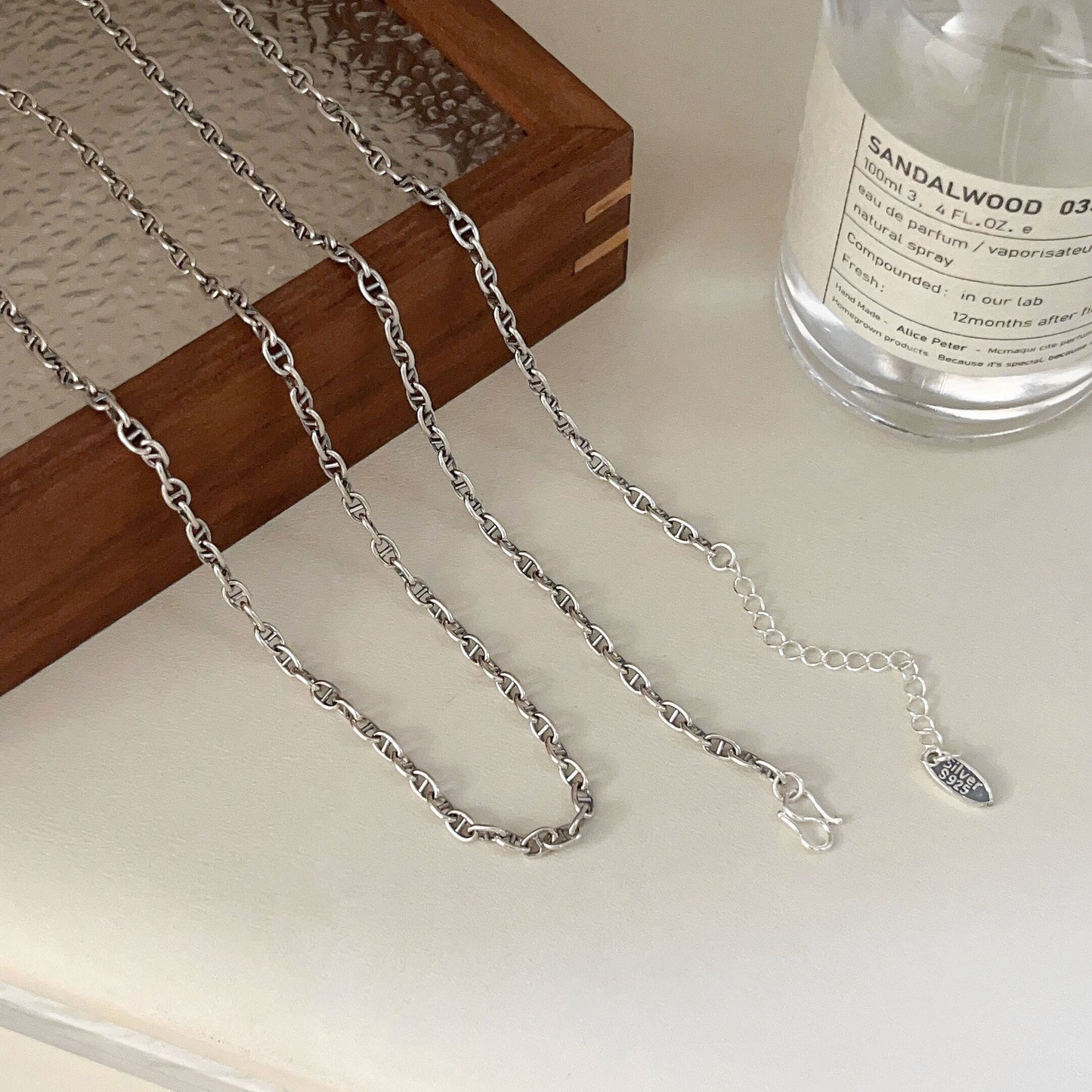 Women's Sier Sterling Twist Chain Pig Nose Thin Water Necklaces