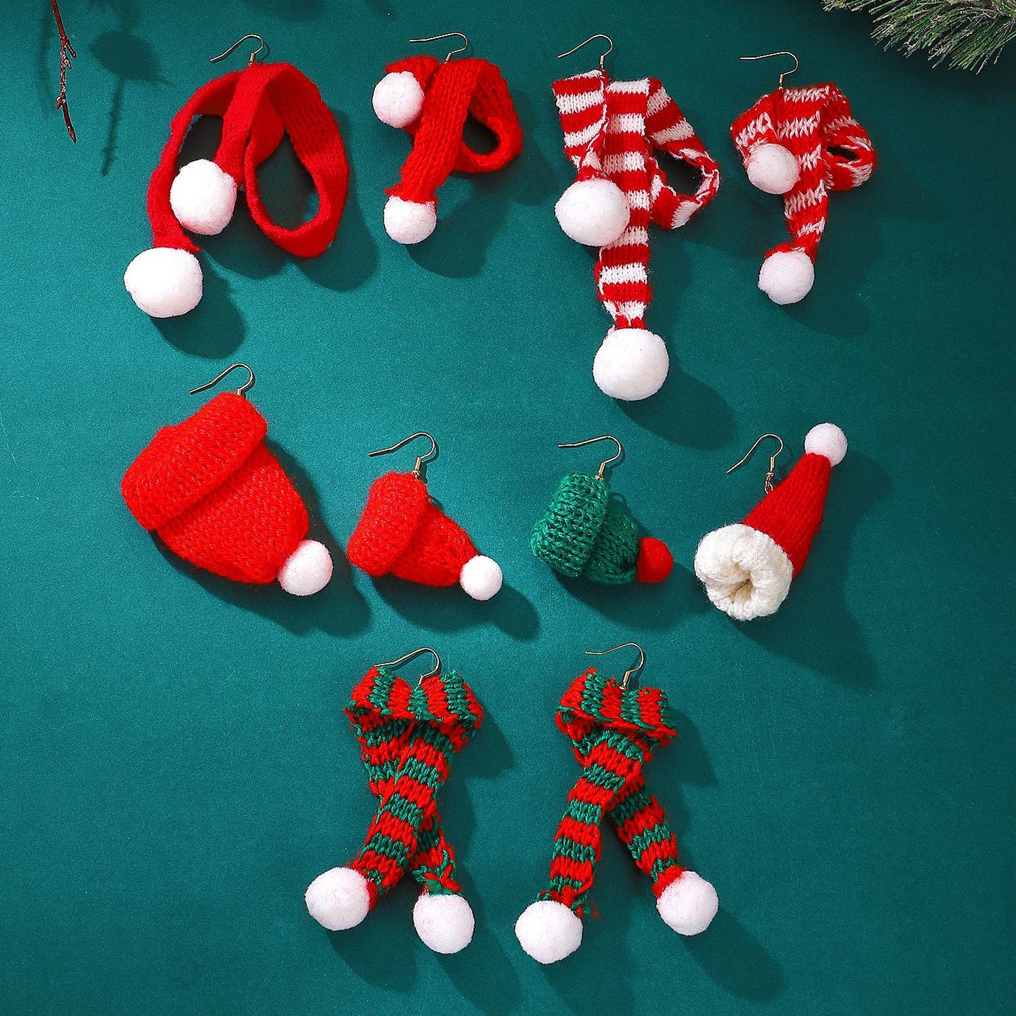 Christmas Style Knitted Wool Hat Scarf Earrings
