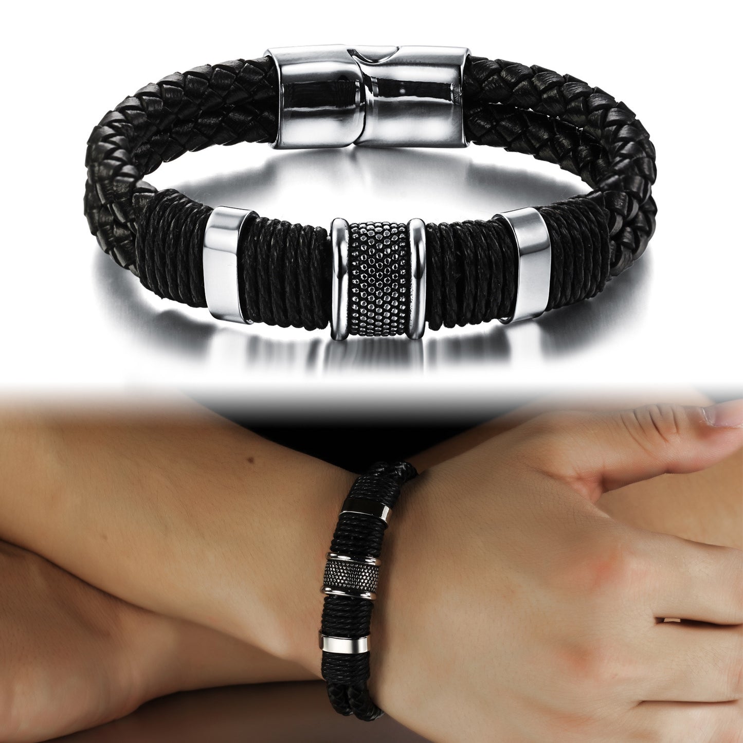 Men's Distribution Market Reverse Insert Magnetic Snap Bracelets