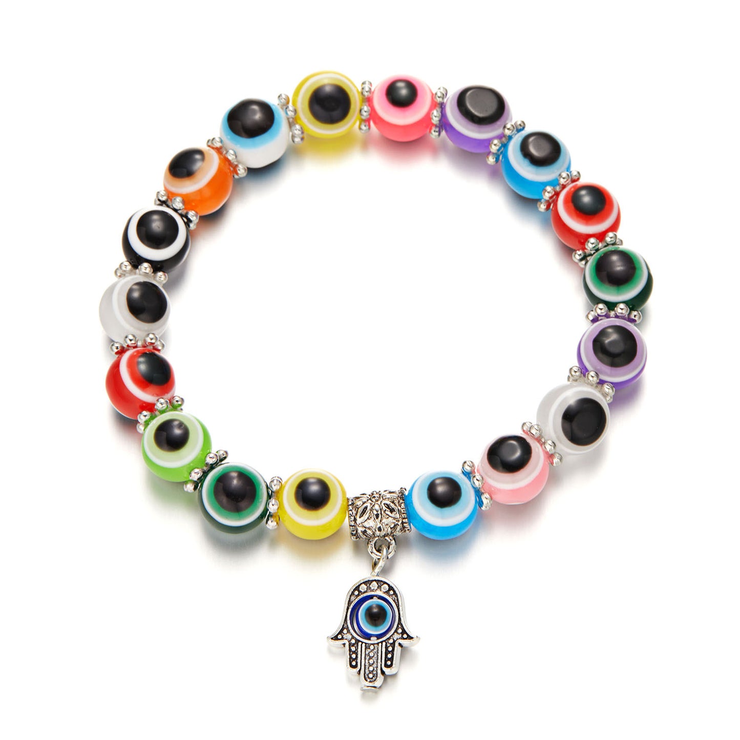 Augenfarbene, perlenbesetzte Hand-von-Fatima-Armbänder