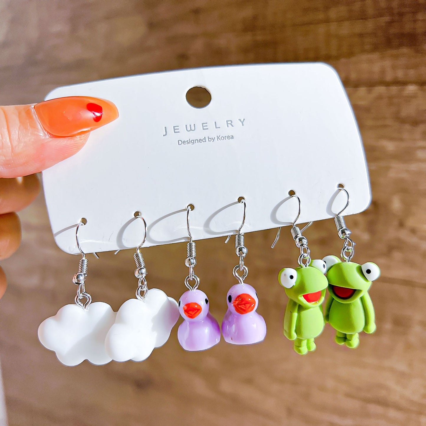 Canard Grenouille Carte Stockage Fun Acrylique Boucles d’oreilles