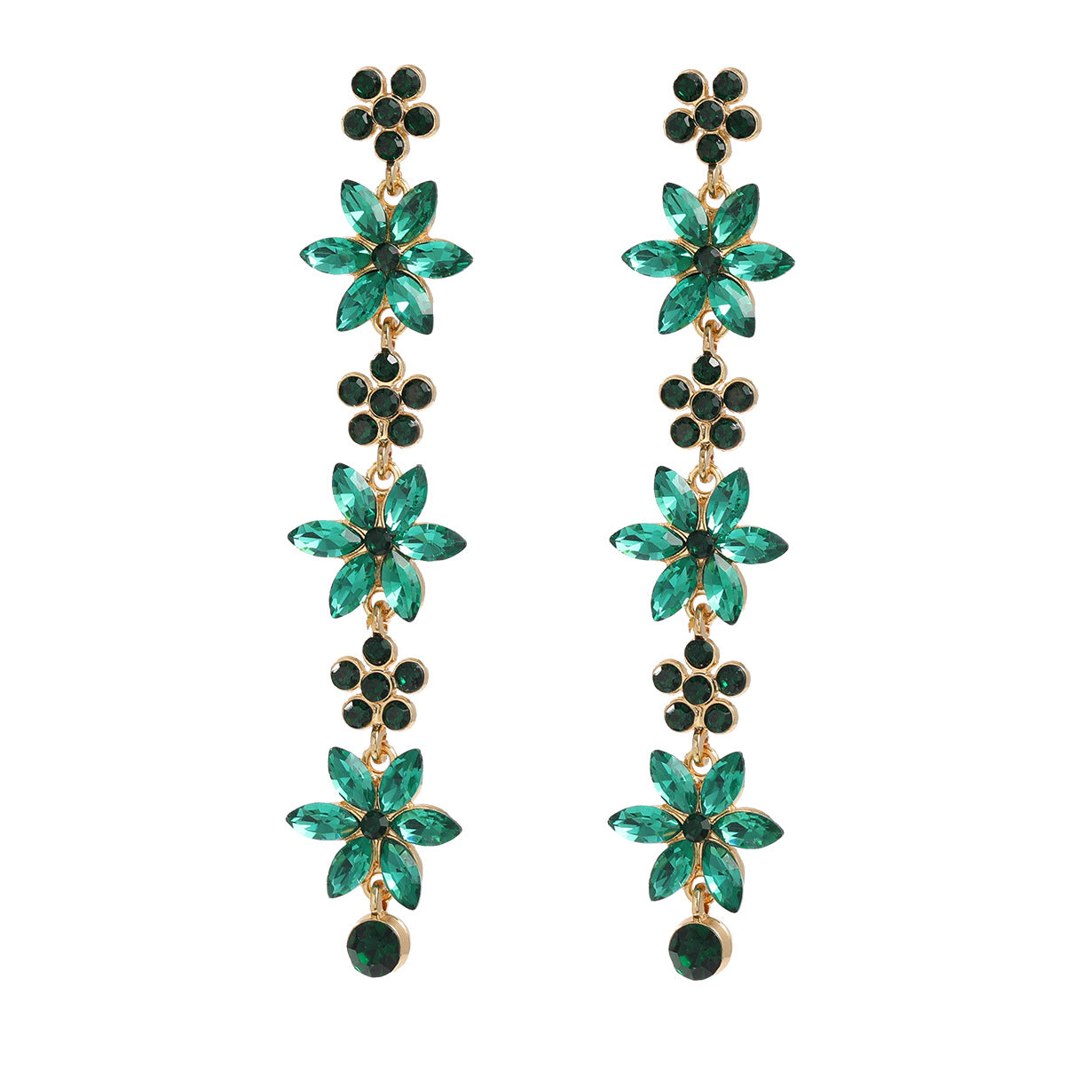 Women's Stylish Colored Diamond Flower Elegant Alloy Earrings