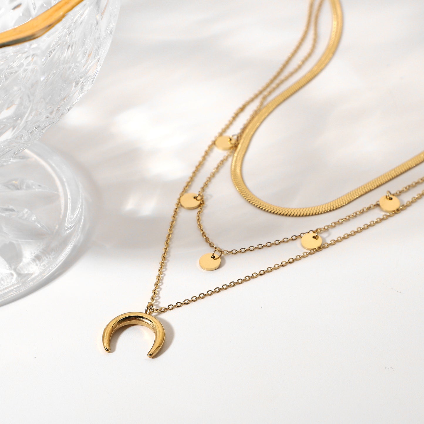 Serpent en acier inoxydable plaqué or pour femmes, pour bijoux, colliers de lune
