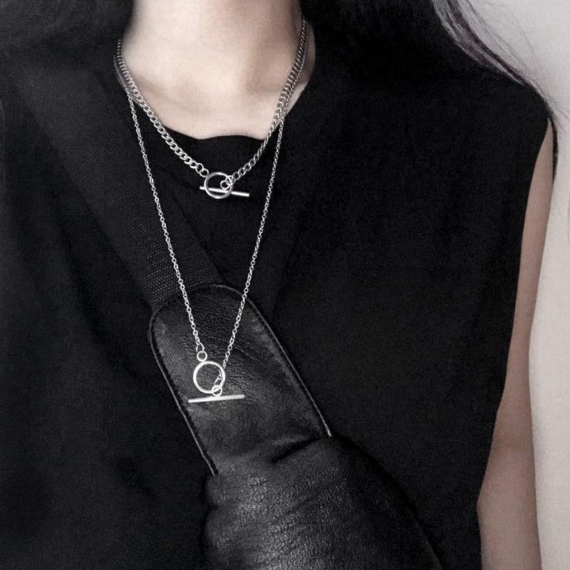 Colliers longs hip hop tendance et double couche pour femmes et hommes