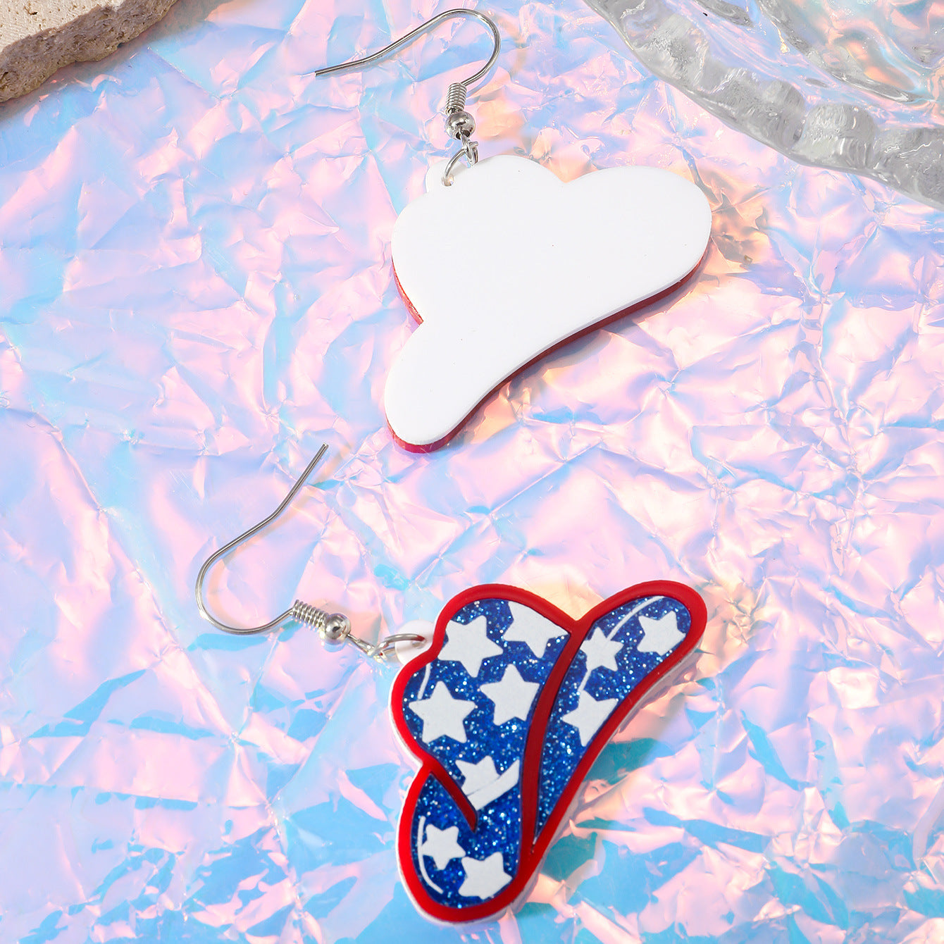 Women's Cartoon Independence Day Five-pointed Star Western Earrings