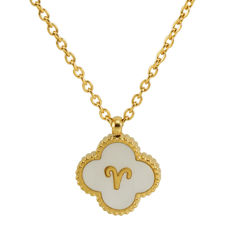 Colliers inoxydables de Constellation de coquille de trèfle en acier titane