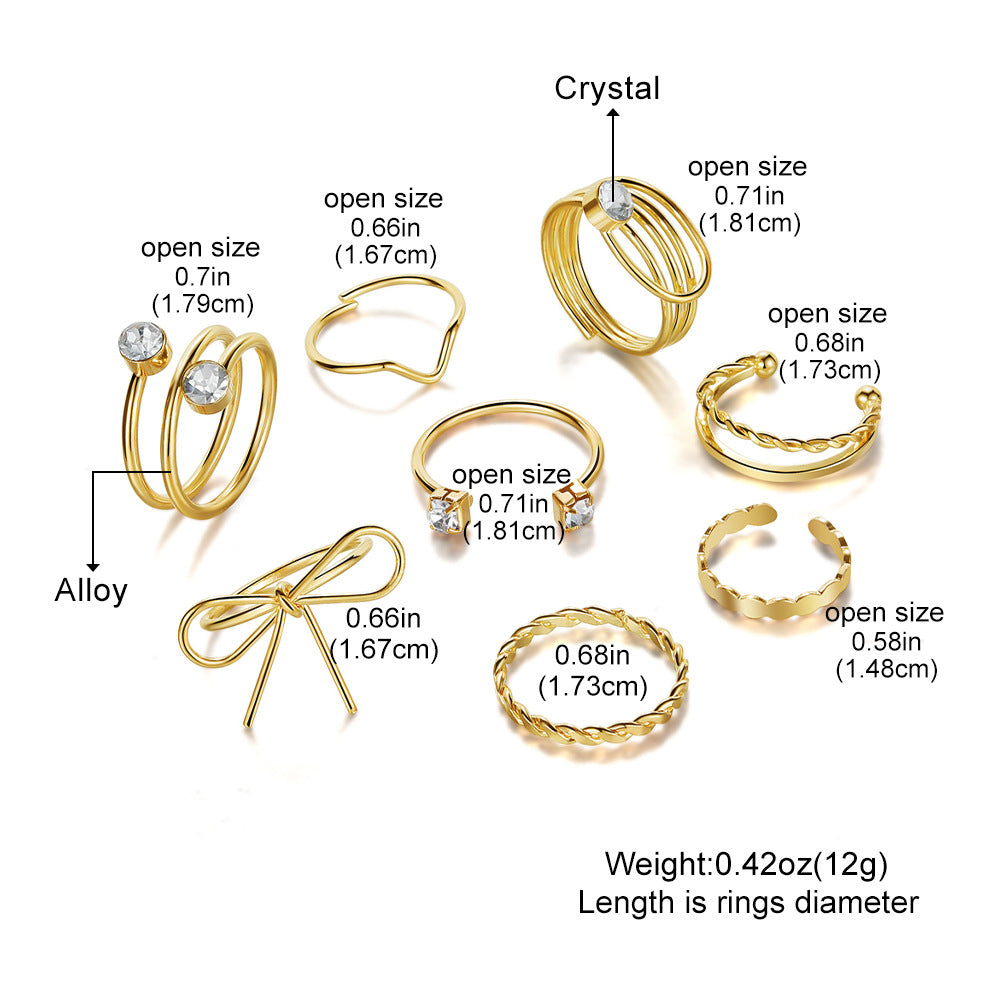 Twist Butterfly Set Of Knuckle Alloy Simple Rings