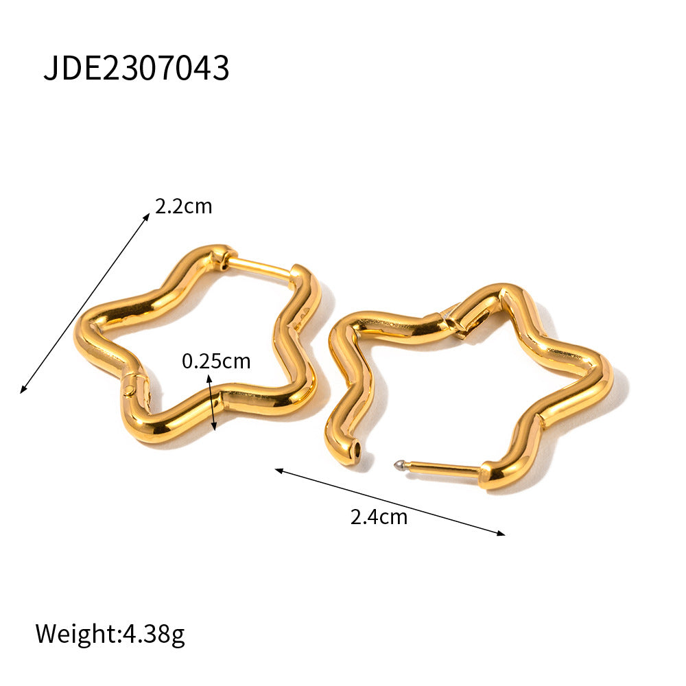 Women's Style Elegant Titanium Steel Stainless Gold Earrings