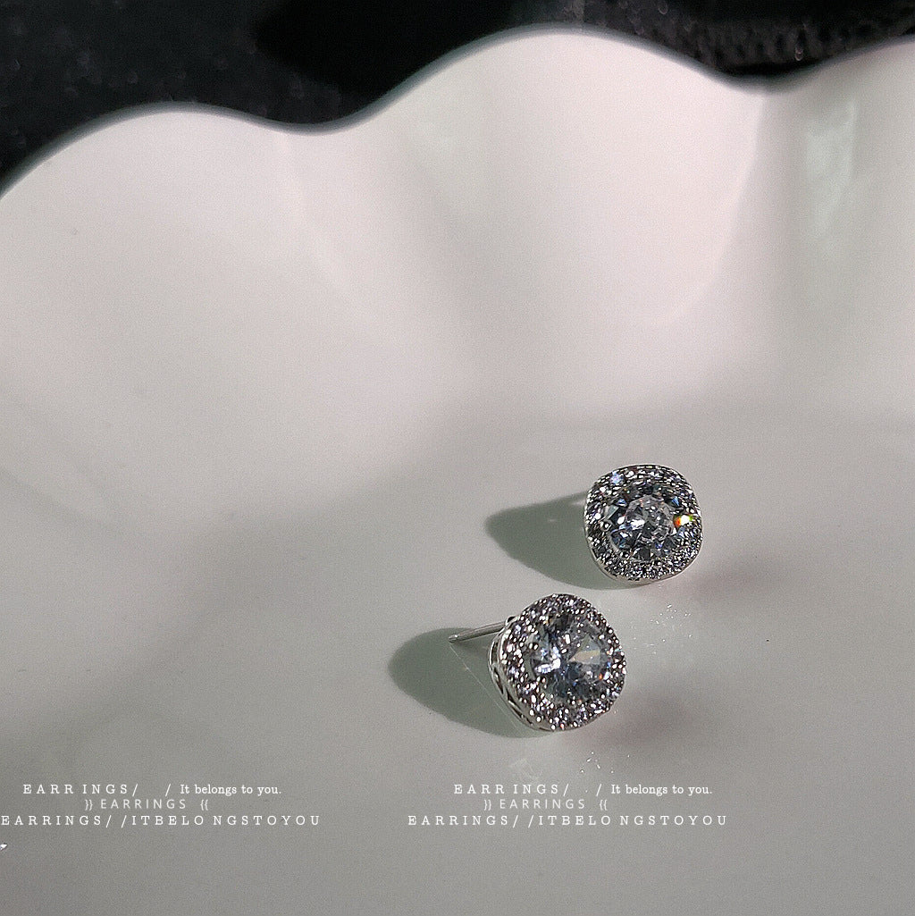 Women's Needle Niche Design Square Zircon Fashion Earrings