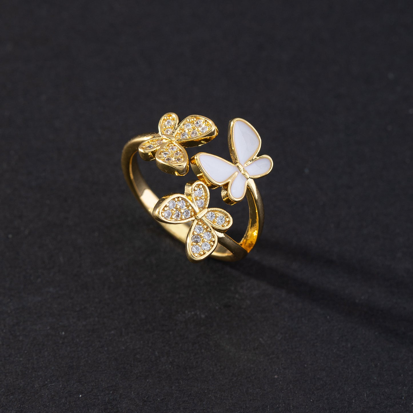 Ornament Affordable Luxury Style Double Zircon Female Rings
