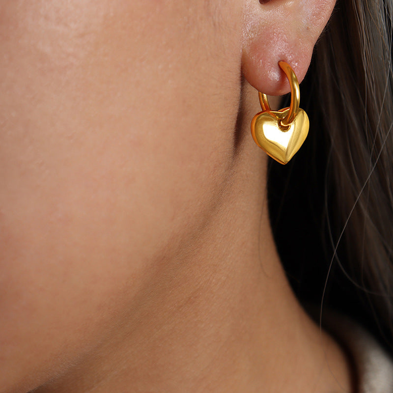 Elegant Heart Shaped Love Metal Good Texture Personality Shell Titanium Earrings