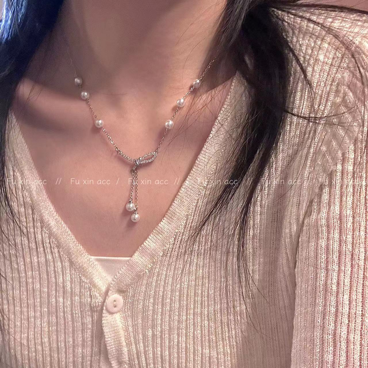 Retro Pure Desire Style Bow Female Necklaces