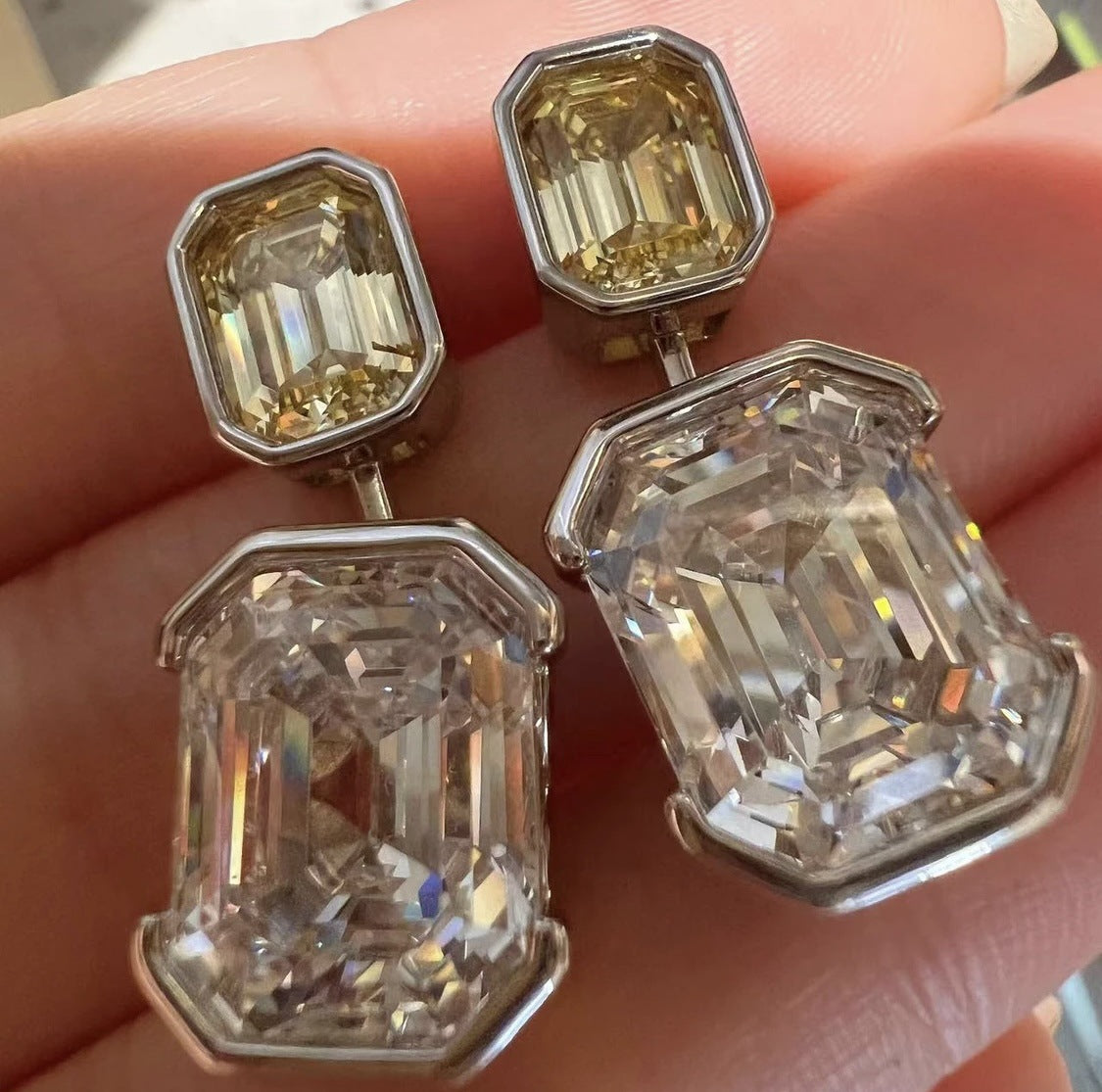 Women's Sterling Sier Large Particle Yellow Simple Earrings