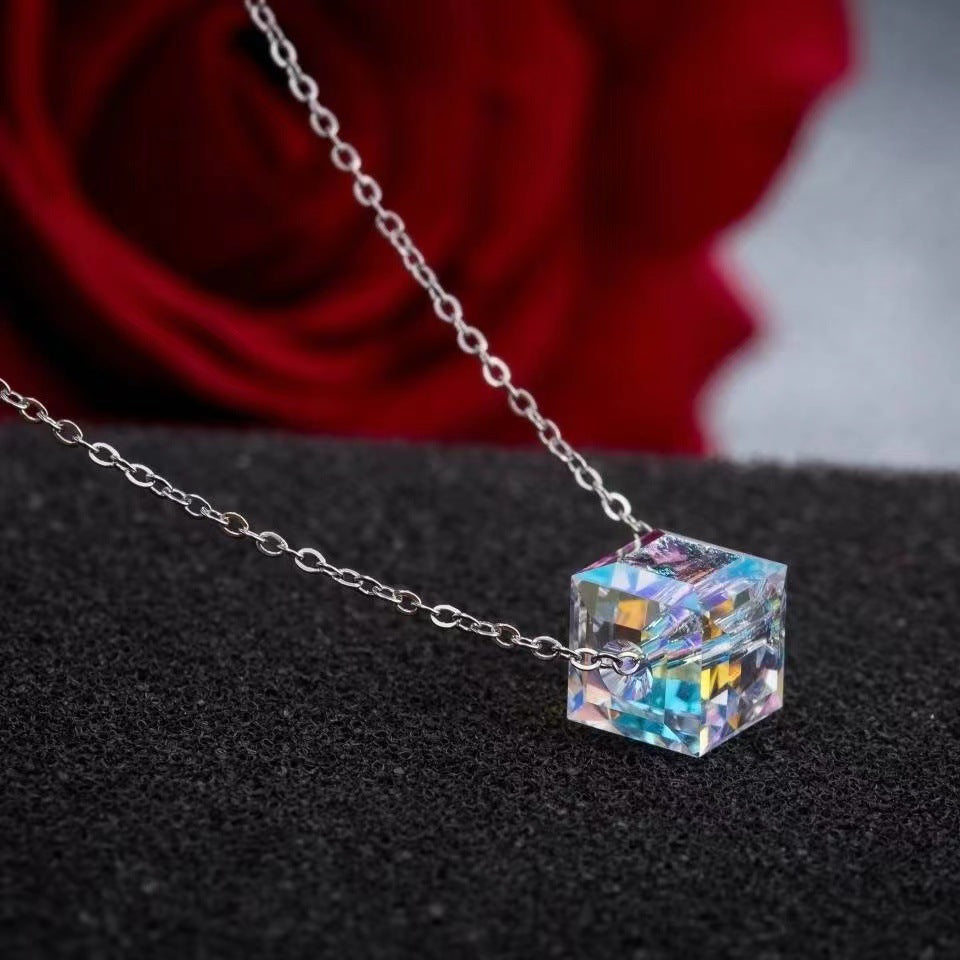 Pendentif petit cube de sucre colliers géométriques féminins
