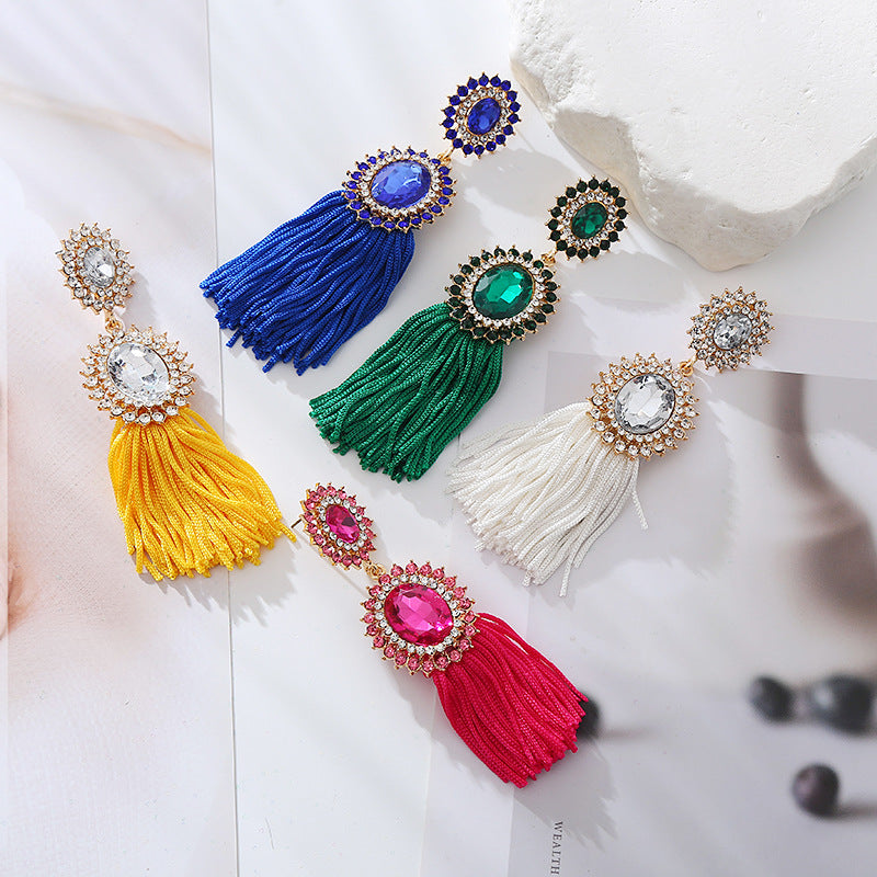 Alloy Long Fringe Bohemian Niche Creative Retro Earrings