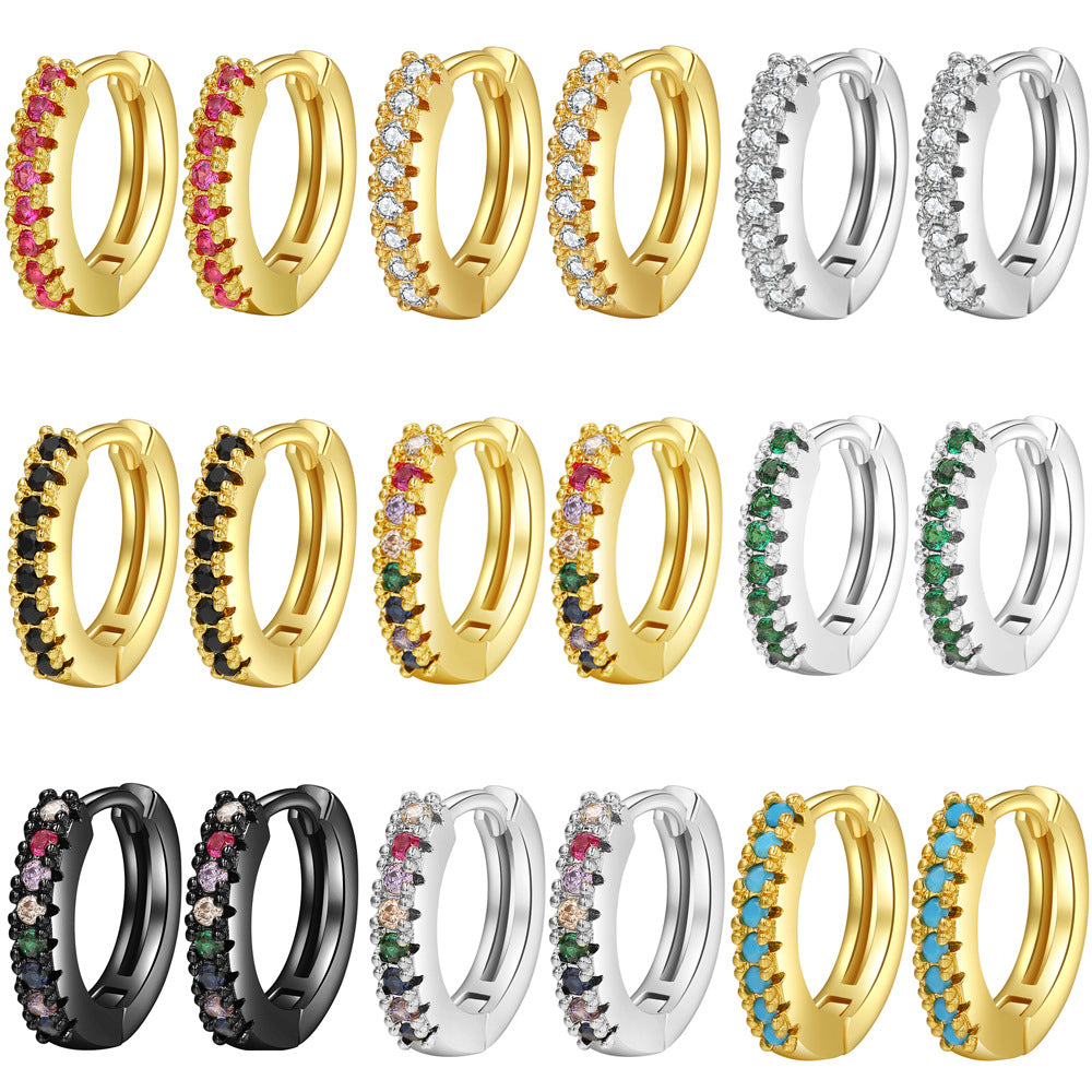 Color Zircon Geometric Ear Simple Graceful Earrings