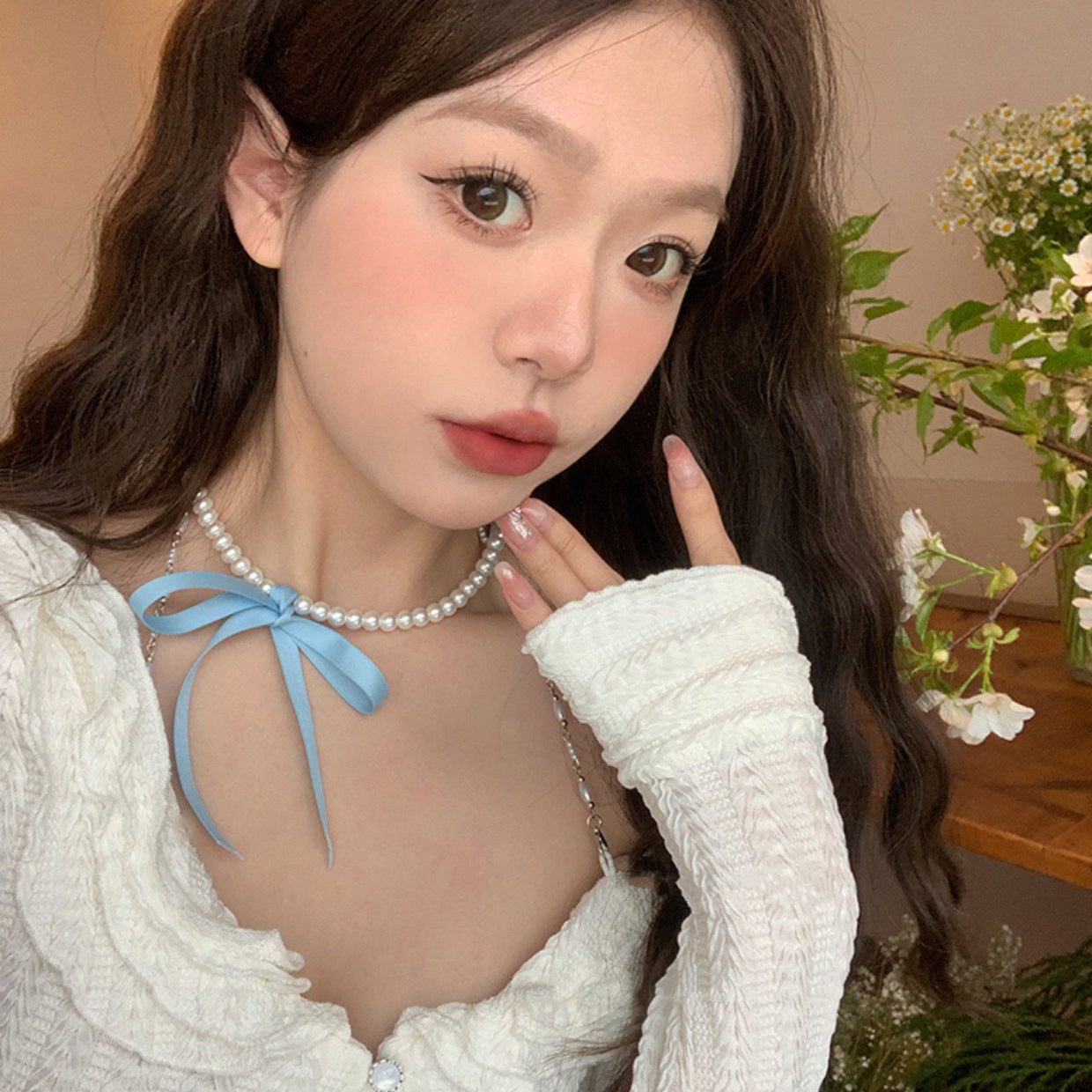 Colliers de clavicule avec nœud de princesse élégant Dopamine pour femme