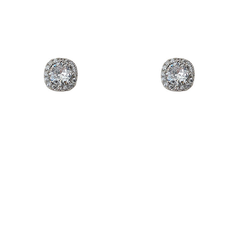 Women's Needle Niche Design Square Zircon Fashion Earrings