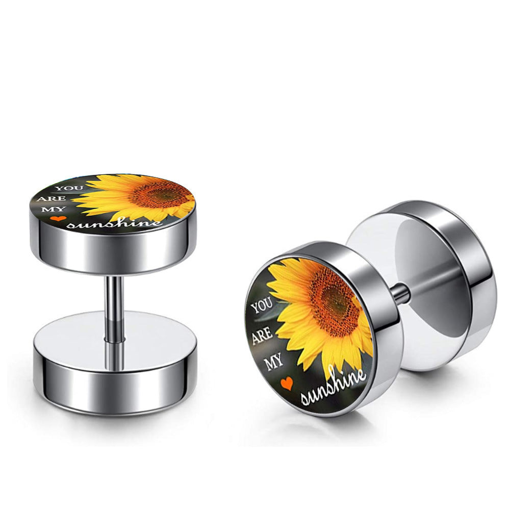 Men's Steel Barbell Fashion Dumbbell Black Street Hipster Korean Style Rings