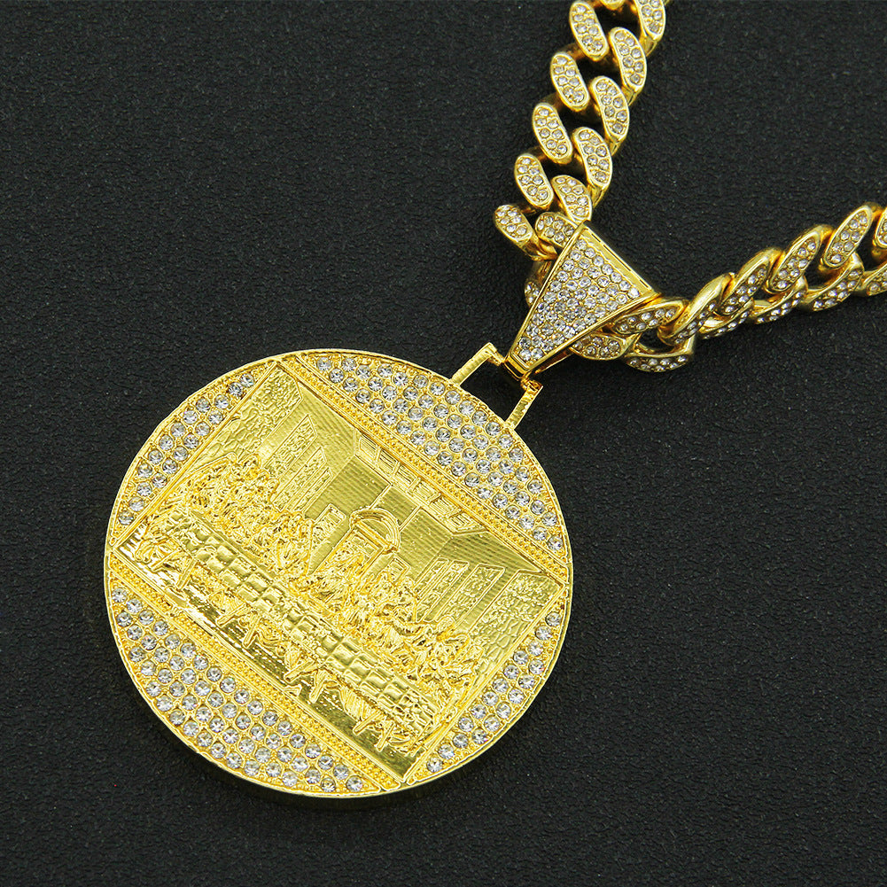 Grand pendentif rond pour hommes, colliers cubains Cool et dominateurs, tendance, Punk