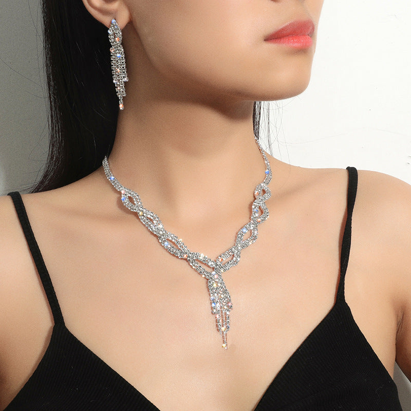 Et Suite Colliers De Mariée En Strass Tissés Avec Clavicule