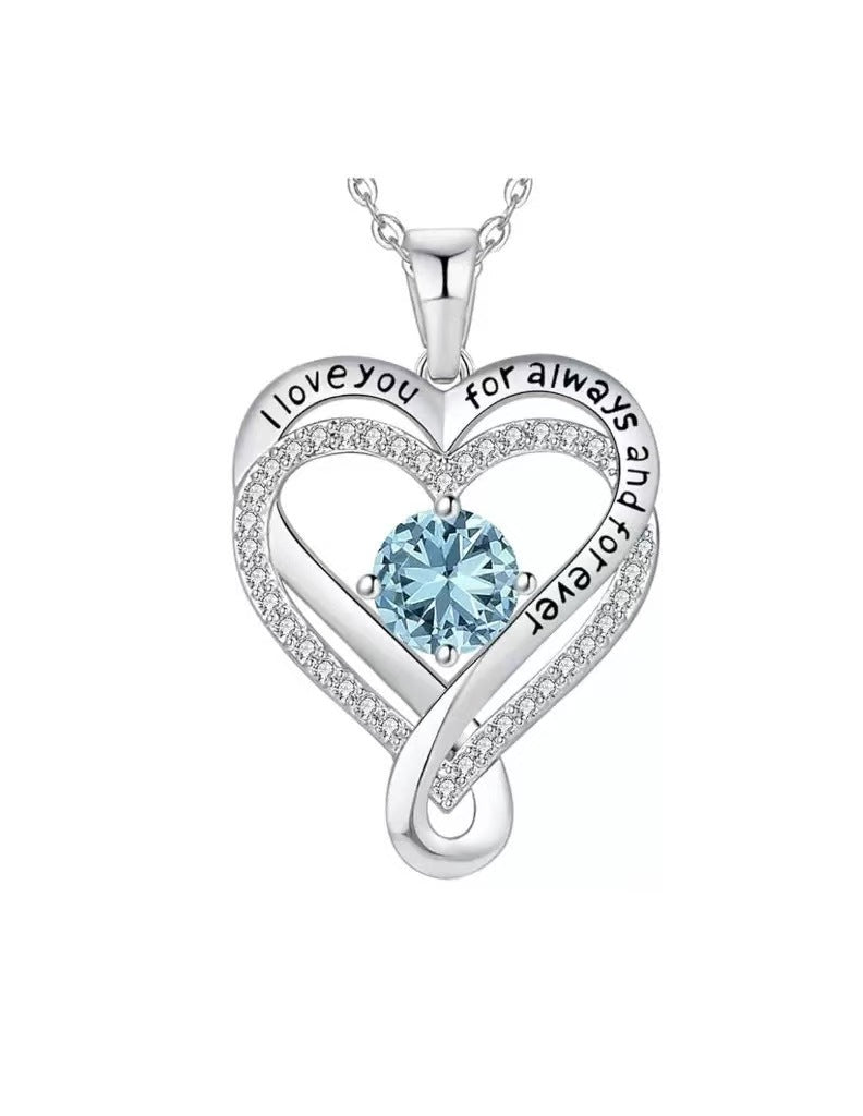 Women's Month Birthstones Heart Of Eternity Double Layers Loving For Necklace
