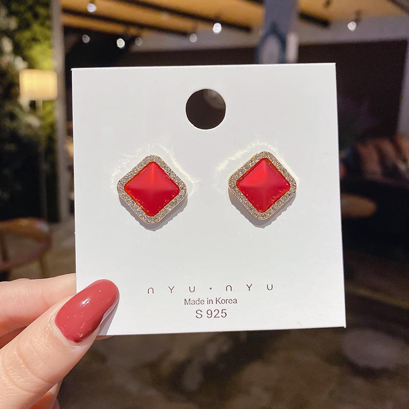 Women's Needle Diamond Design Geometric Irregular Sweet Earrings